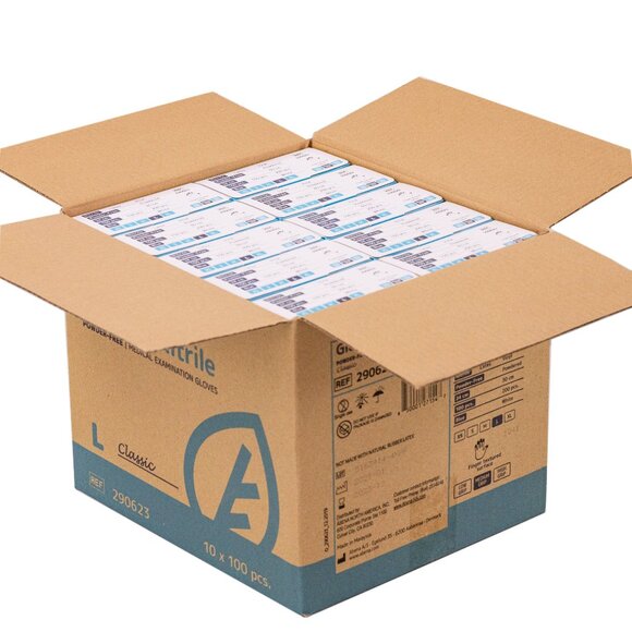 Abena Classic Nitrile Gloves Size L Case (Powder&Latex Free) - Picture 1 of 9